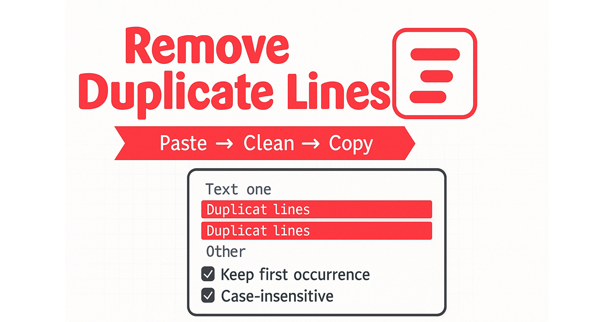 Remove duplicate lines online — keep first/last, sort, and view frequencies. FATAIM Tools.